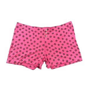 Pink polka dot shorts with button fly
